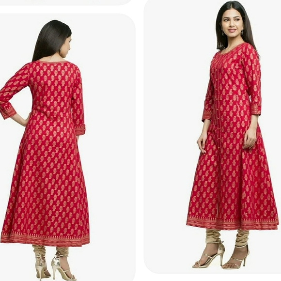 NEW! Yash Gallery Printed Cotton Flared Kurta Wedding Womens Kurti Dress Women S - Picture 3 of 8